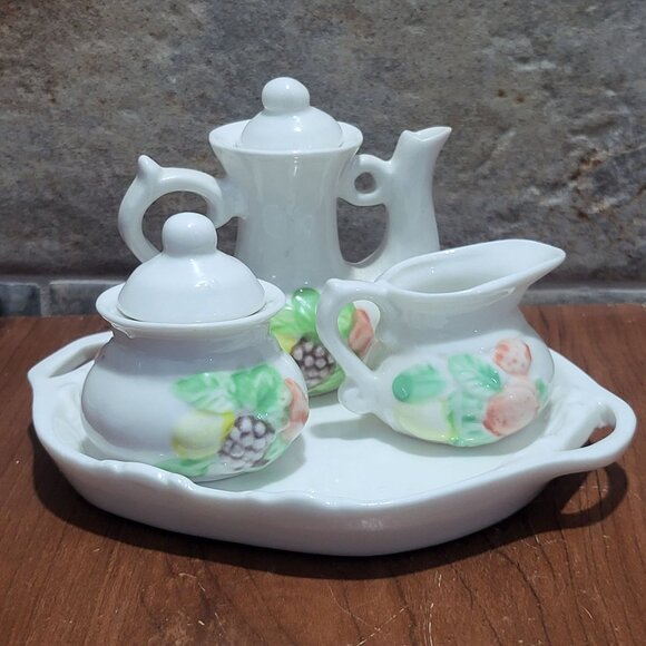 Vintage Miniature Porcelain Fruit Tea Set - Picture 12 of 14